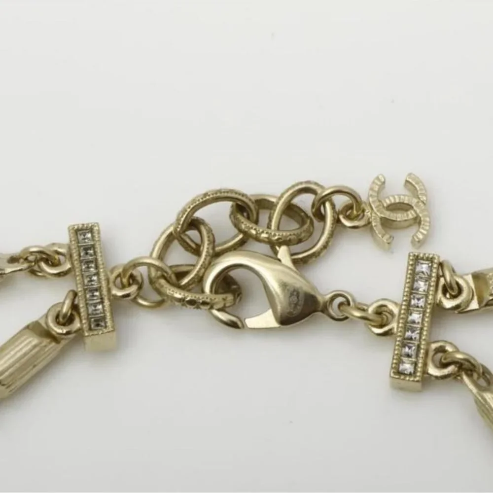Chanel A16A Champagne CC Pearl Crystal Necklace